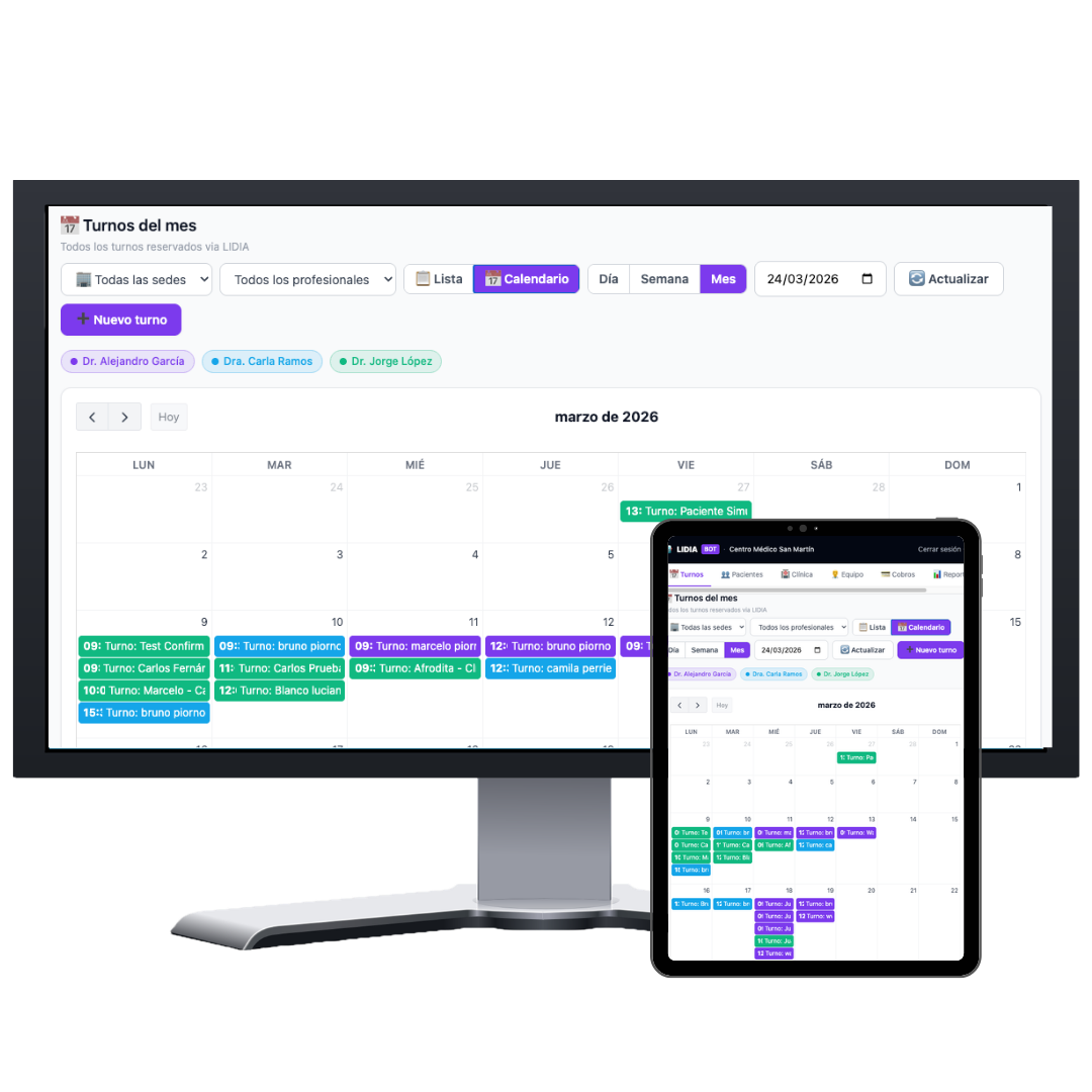 Calendario centralizado de turnos