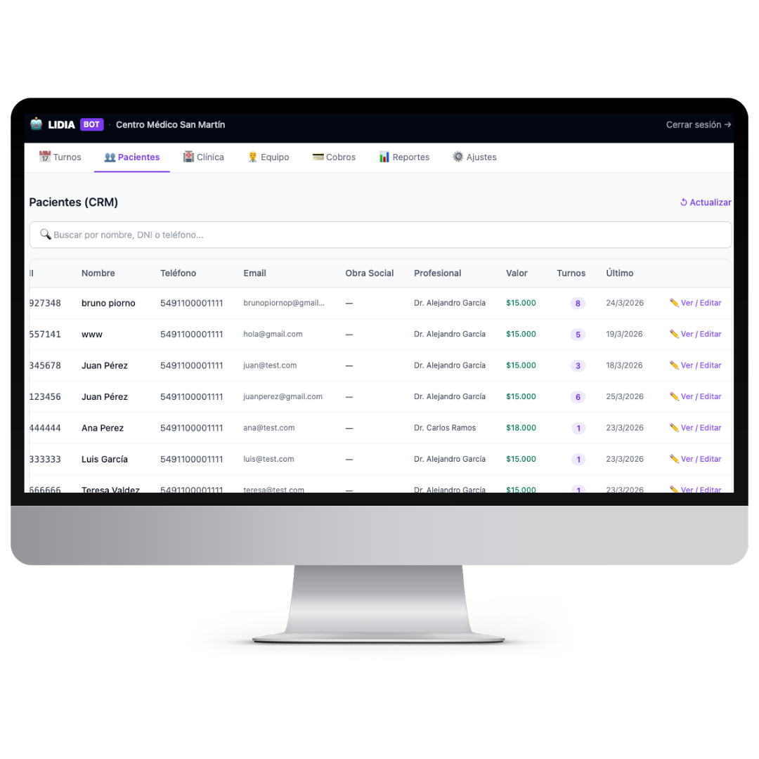 Base de pacientes CRM