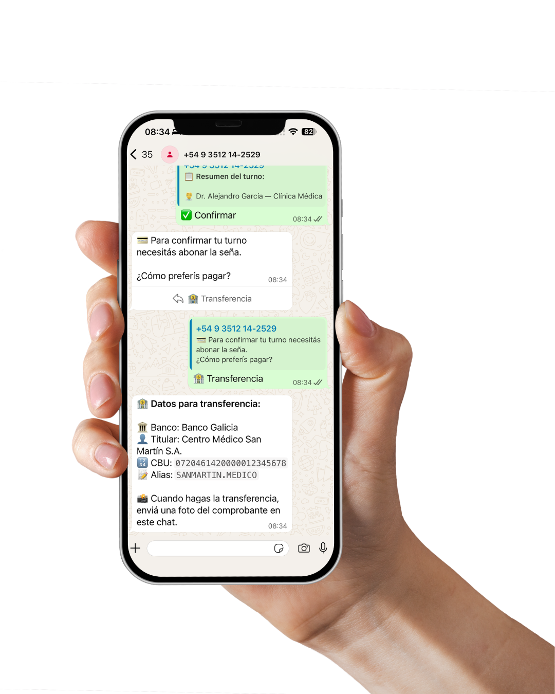 Cobros de seña desde WhatsApp