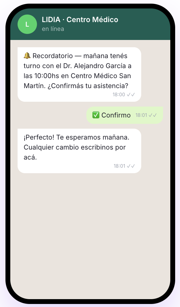 Recordatorios automáticos por WhatsApp