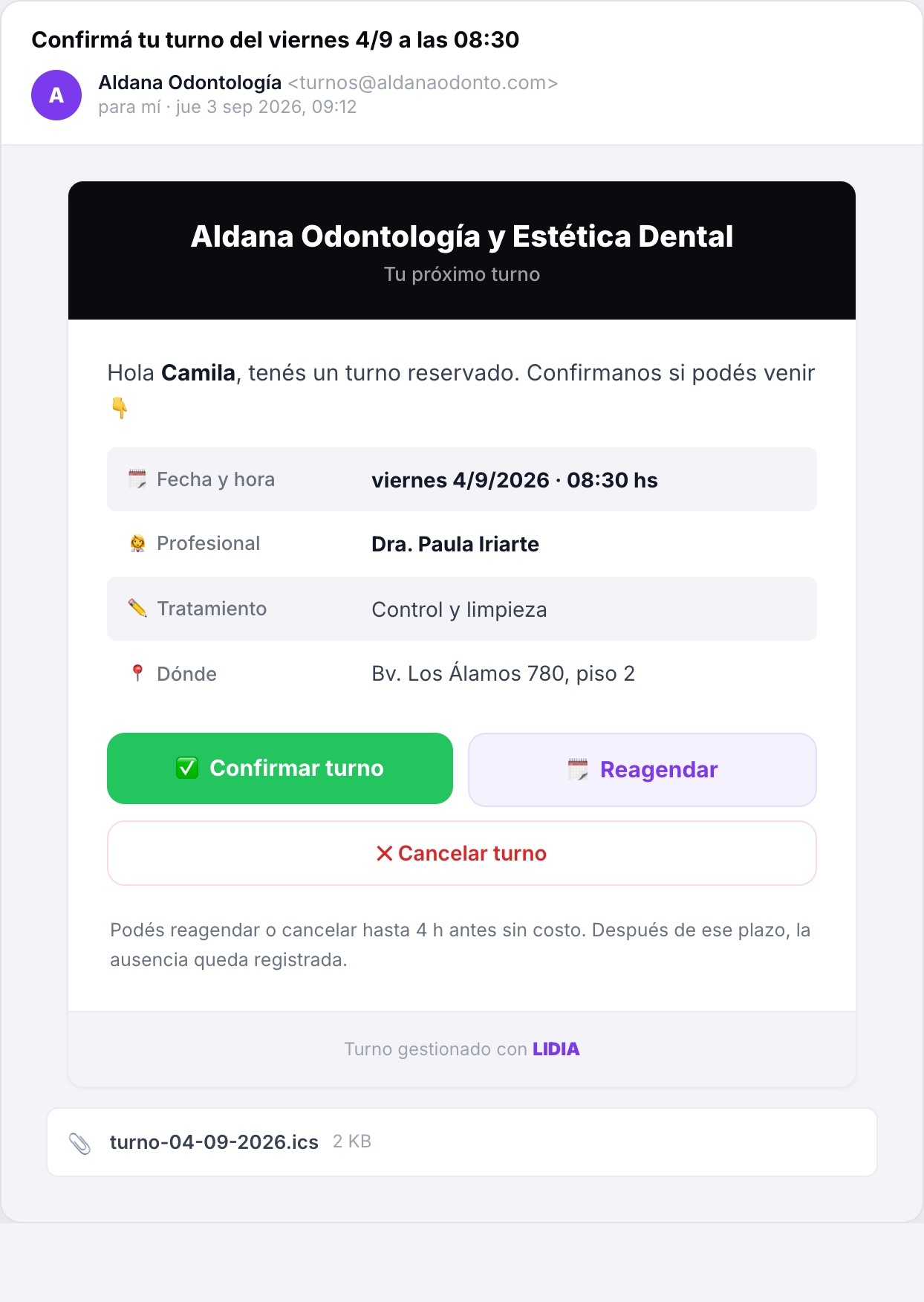 Pedido de confirmación por mail