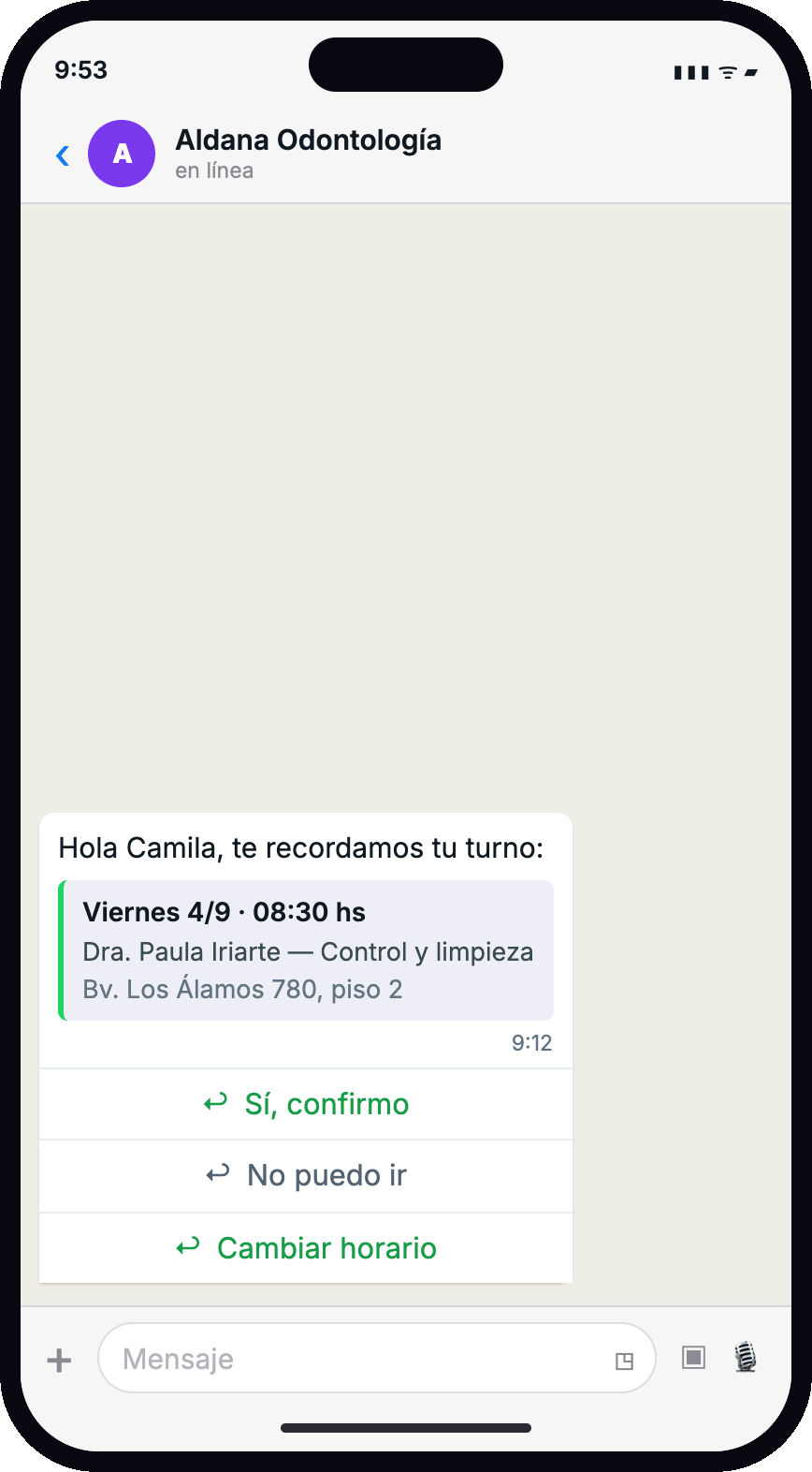 Reagendar por WhatsApp